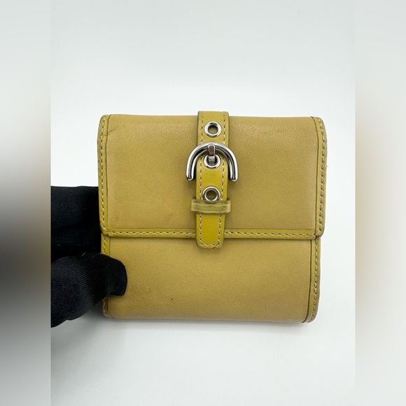 COACH Compact Wallet with Silver Hardware Yellow - Picture 11 of 12